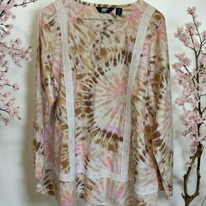 Lands' End Blouse Size Large Multicolor Tie Dye